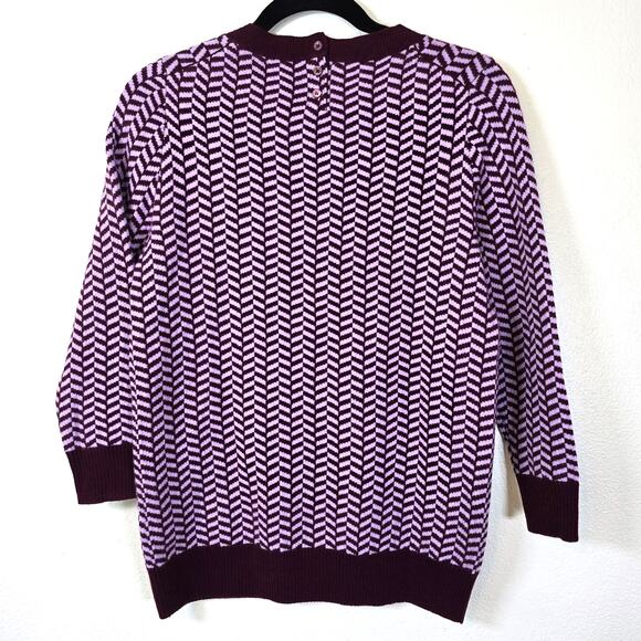 J.Crew Collection Cashmere Sweater Women's S Burgundy Herringbone Preppy Classic - Picture 2 of 12
